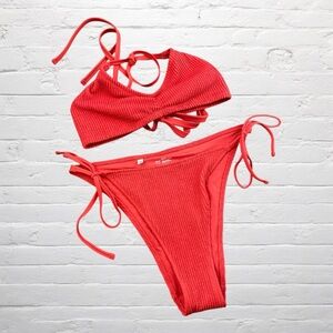 Aerie // Crinkle Cheekiest Tie Bikini Bottom & Crinkle Halter Voop Bikini Top